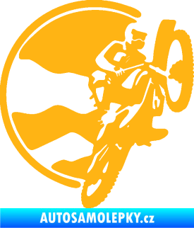 Samolepka Motokros 002 pravá světle oranžová