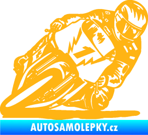 Samolepka Motorka 051 pravá světle oranžová