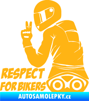 Samolepka Motorkář 003 levá respect for bikers nápis světle oranžová