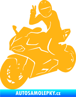 Samolepka Motorkář 006 levá světle oranžová