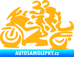 Samolepka Motorkář 009 levá se spolujezdcem světle oranžová