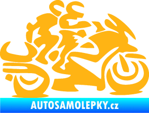 Samolepka Motorkář 009 pravá se spolujezdcem světle oranžová