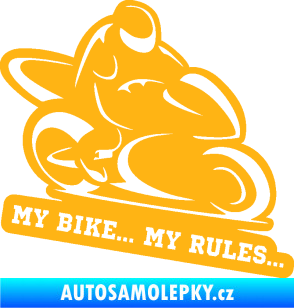 Samolepka Motorkář 012 pravá s textem světle oranžová