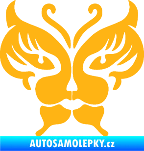 Samolepka Motýl 016 kočičí obličej světle oranžová