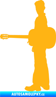 Samolepka Music 003 levá hráč na kytaru světle oranžová