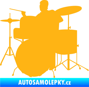Samolepka Music 011 levá hráč na bicí světle oranžová