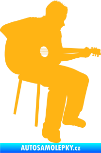Samolepka Music 012 pravá  kytarista světle oranžová
