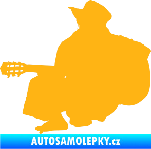 Samolepka Music 014 levá hráč na kytaru světle oranžová