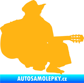 Samolepka Music 014 pravá hráč na kytaru světle oranžová