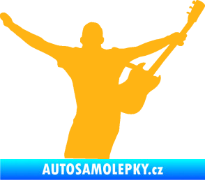 Samolepka Music 024 pravá kytarista rocker světle oranžová