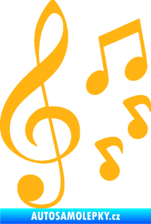 Samolepka Music noty a houslový klíč 002 světle oranžová