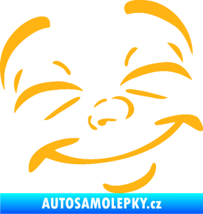 Samolepka Obličej 004 pravá šťastný světle oranžová