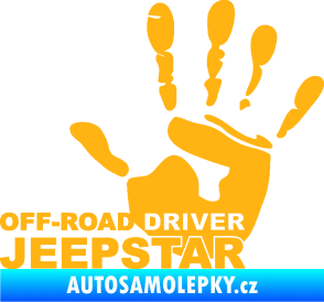 Samolepka Off road driver - Jeep star nápis s rukou světle oranžová