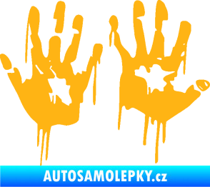 Samolepka Otisk rukou 001 pravá krvavý světle oranžová