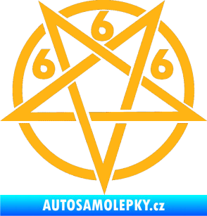 Samolepka Pentagram 666 světle oranžová