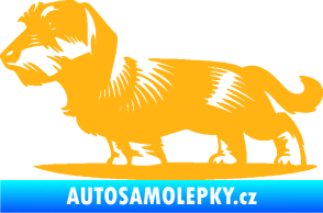 Samolepka Pes 133 levá drsnosrstý jezevčík světle oranžová