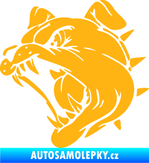 Samolepka Pes 136 levá rozzuřený buldok světle oranžová