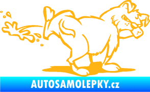 Samolepka Pes čůrá pravá světle oranžová