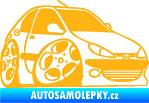 Samolepka Peugeot 206 karikatura pravá světle oranžová