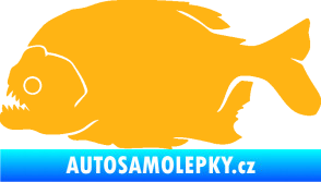 Samolepka Piraňa 001 levá dravá ryba světle oranžová