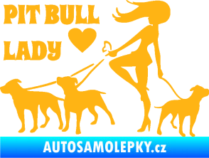 Samolepka Pit Bull lady levá světle oranžová