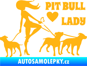 Samolepka Pit Bull lady pravá světle oranžová