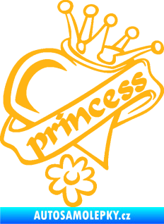 Samolepka Princess nápis v srdíčku světle oranžová