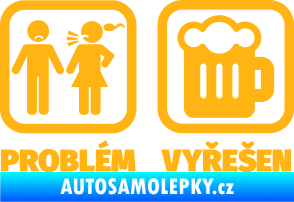 Samolepka Problém? Vyřešen 008 na pivo světle oranžová