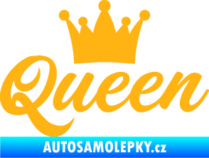 Samolepka Queen nápis s korunou světle oranžová