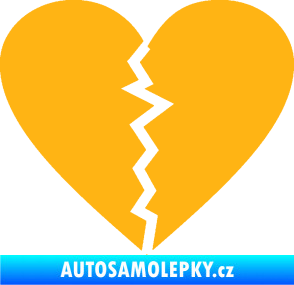 Samolepka Rozbité srdce 001  světle oranžová