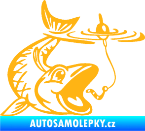Samolepka Ryba s návnadou 004 pravá světle oranžová