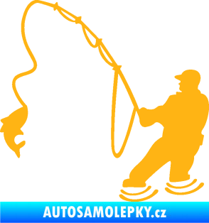 Samolepka Rybář 018 levá světle oranžová