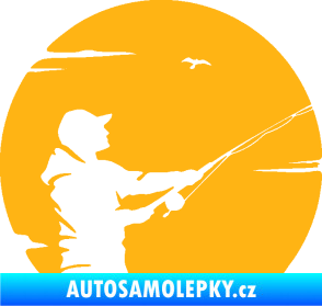 Samolepka Rybář 022 pravá světle oranžová