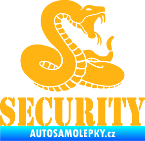 Samolepka Security hlídáno - pravá had světle oranžová