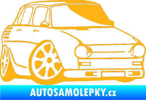 Samolepka Škoda 100 karikatura pravá světle oranžová
