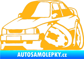 Samolepka Škoda 130 karikatura levá světle oranžová