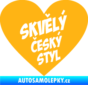 Samolepka Skvělý český styl srdce světle oranžová