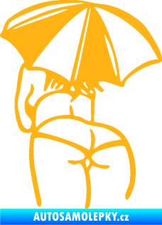 Samolepka Slečna s deštníkem levá světle oranžová