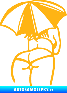 Samolepka Slečna s deštníkem pravá světle oranžová