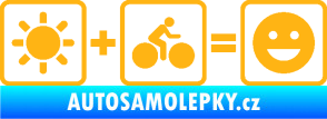 Samolepka Slunce + kolo = veselý smajlík vyjížďka na kole světle oranžová