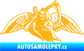 Samolepka Smrtka 016 levá s křídly a kosou světle oranžová