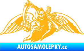 Samolepka Smrtka 016 pravá s křídly a kosou světle oranžová