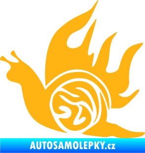 Samolepka Šnek s plameny levá světle oranžová