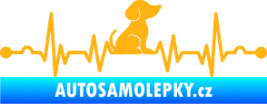 Samolepka Srdeční tep 002 pravá pejsek světle oranžová
