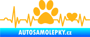 Samolepka Srdeční tep 005 pravá tlapka a srdíčko světle oranžová