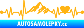 Samolepka Srdeční tep 011 hory se srdcem pravá světle oranžová