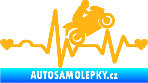 Samolepka Srdeční tep 013 pravá motorkář světle oranžová