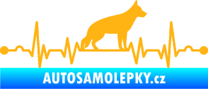 Samolepka Srdeční tep 014 pravá německý ovčák světle oranžová