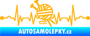 Samolepka Srdeční tep 016 pravá pletení světle oranžová