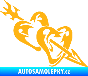 Samolepka Srdíčka 001 pravá se šípem světle oranžová